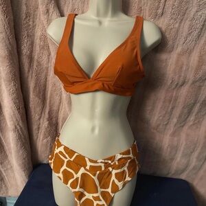 Cupshe Orange Bikini with Giraffe Print